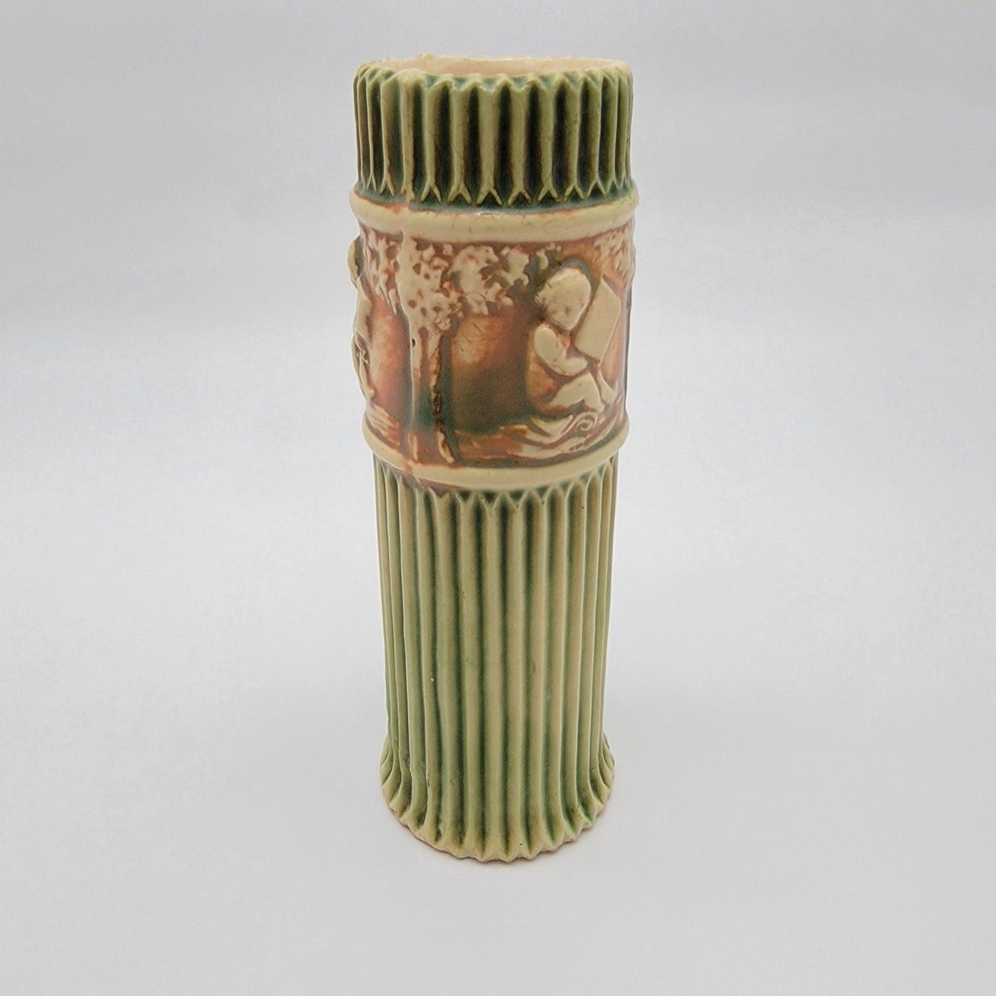 Antique 1916 Roseville Donatello Art Pottery Cherub Vase 109-12