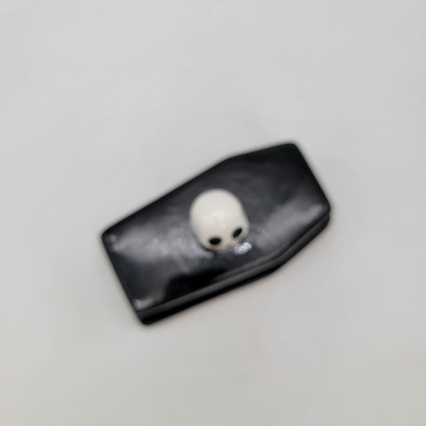 Salem St. Black Coffin-Shaped Butter Dish With Skull Handle