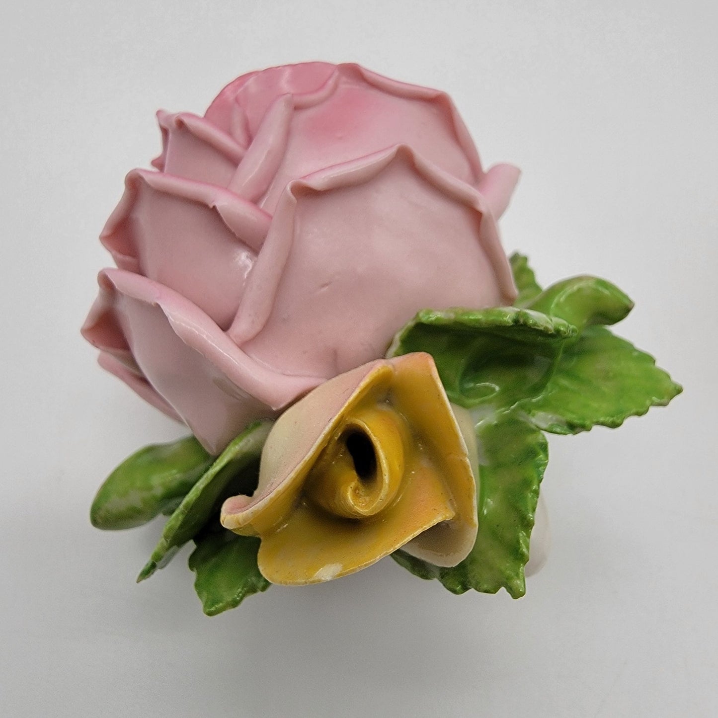 Set Of 3 Vintage Dresden Germany Porcelain Pink Rose Sculptures