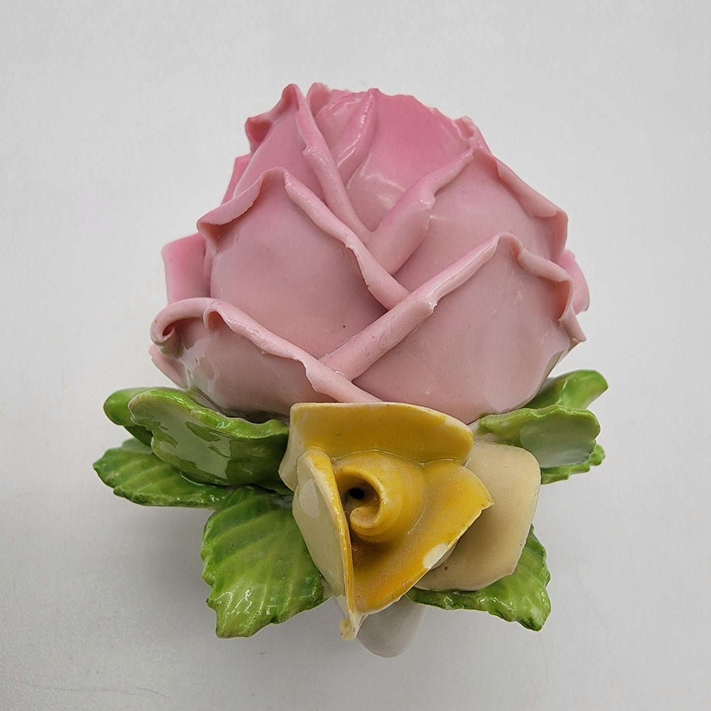 Set Of 3 Vintage Dresden Germany Porcelain Pink Rose Sculptures