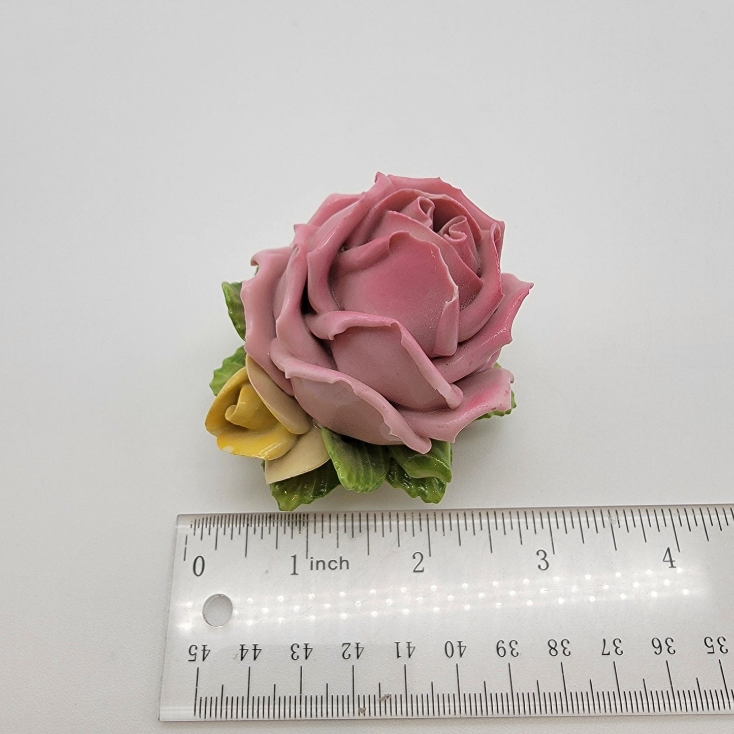 Set Of 3 Vintage Dresden Germany Porcelain Pink Rose Sculptures