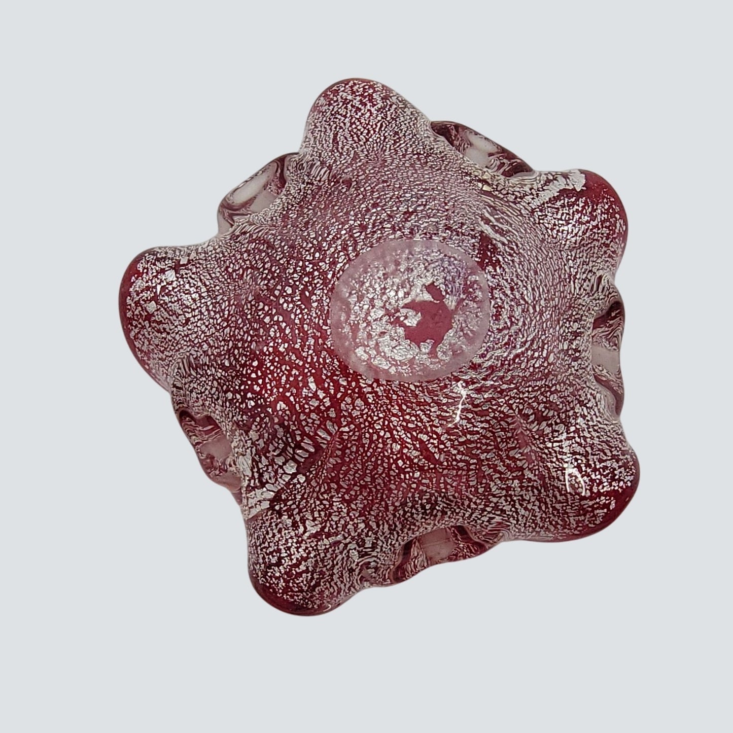 Barovier & Toso Murano Red And Silver Aventurine Glass Bowl