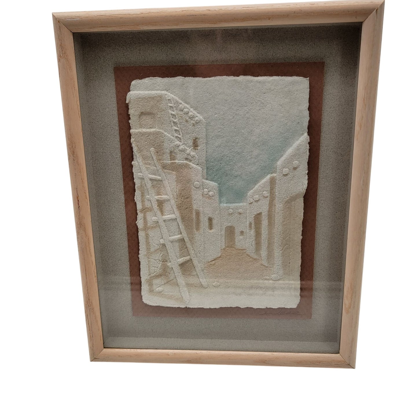 Figi Graphics Wesley Smith Cast Paper Art Framed Wall Decor 3D Pueblo Scene