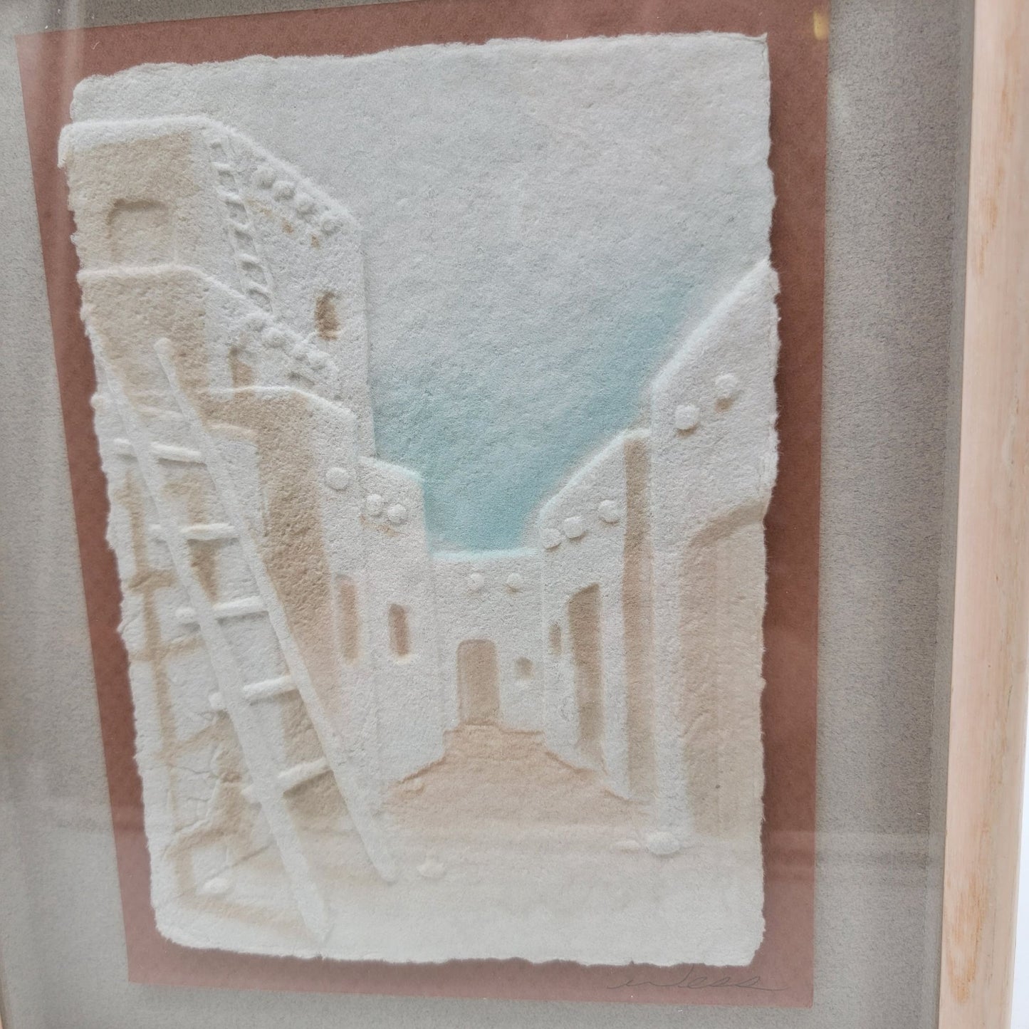 Figi Graphics Wesley Smith Cast Paper Art Framed Wall Decor 3D Pueblo Scene