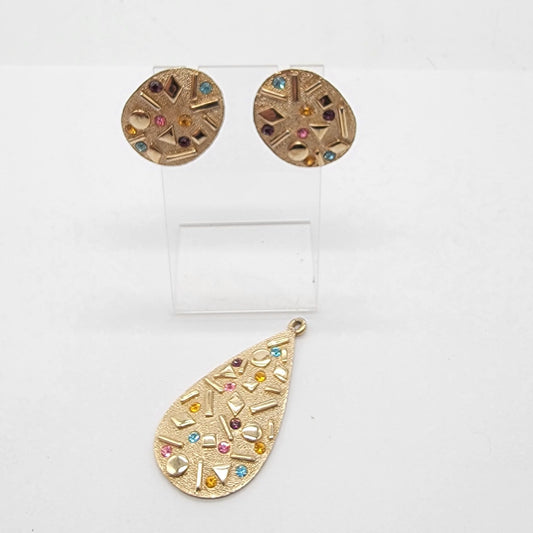 1959 Sarah Coventry Sultana Pendant & Clip-On Earrings Set