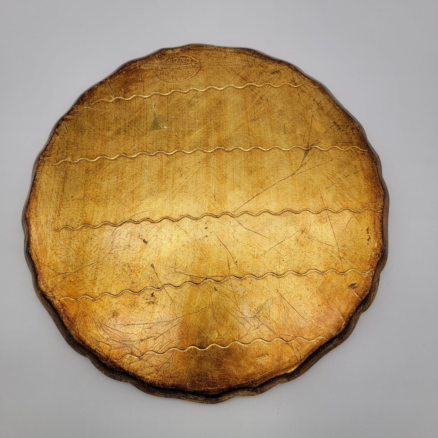 Vintage Italian Florentine Legno Wood Hand-Painted Gold Gilt Tray