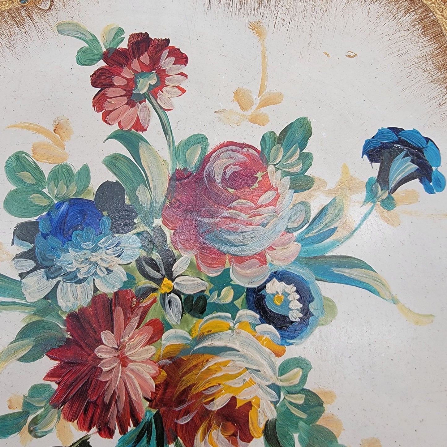 Vintage Italian Florentine Legno Wood Hand-Painted Gold Gilt Tray