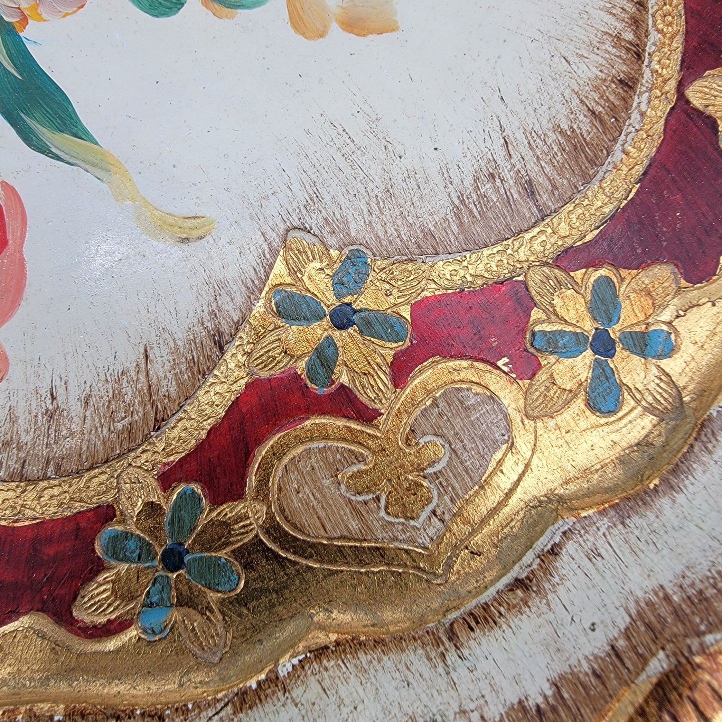 Vintage Italian Florentine Legno Wood Hand-Painted Gold Gilt Tray