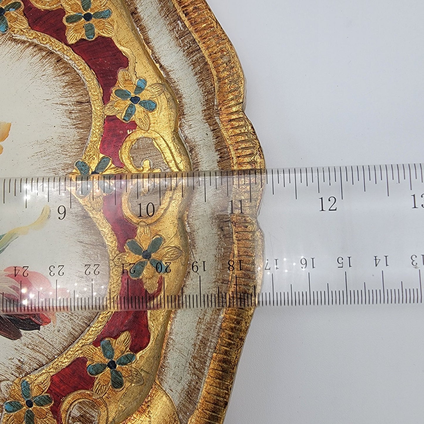 Vintage Italian Florentine Legno Wood Hand-Painted Gold Gilt Tray