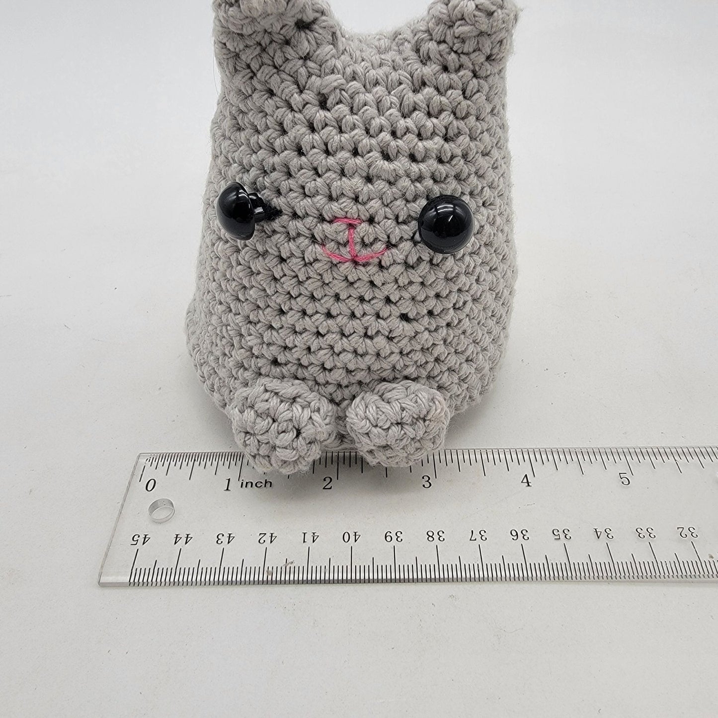 Handcrafted Crochet Dumpling Kitty Grey Cat Plush