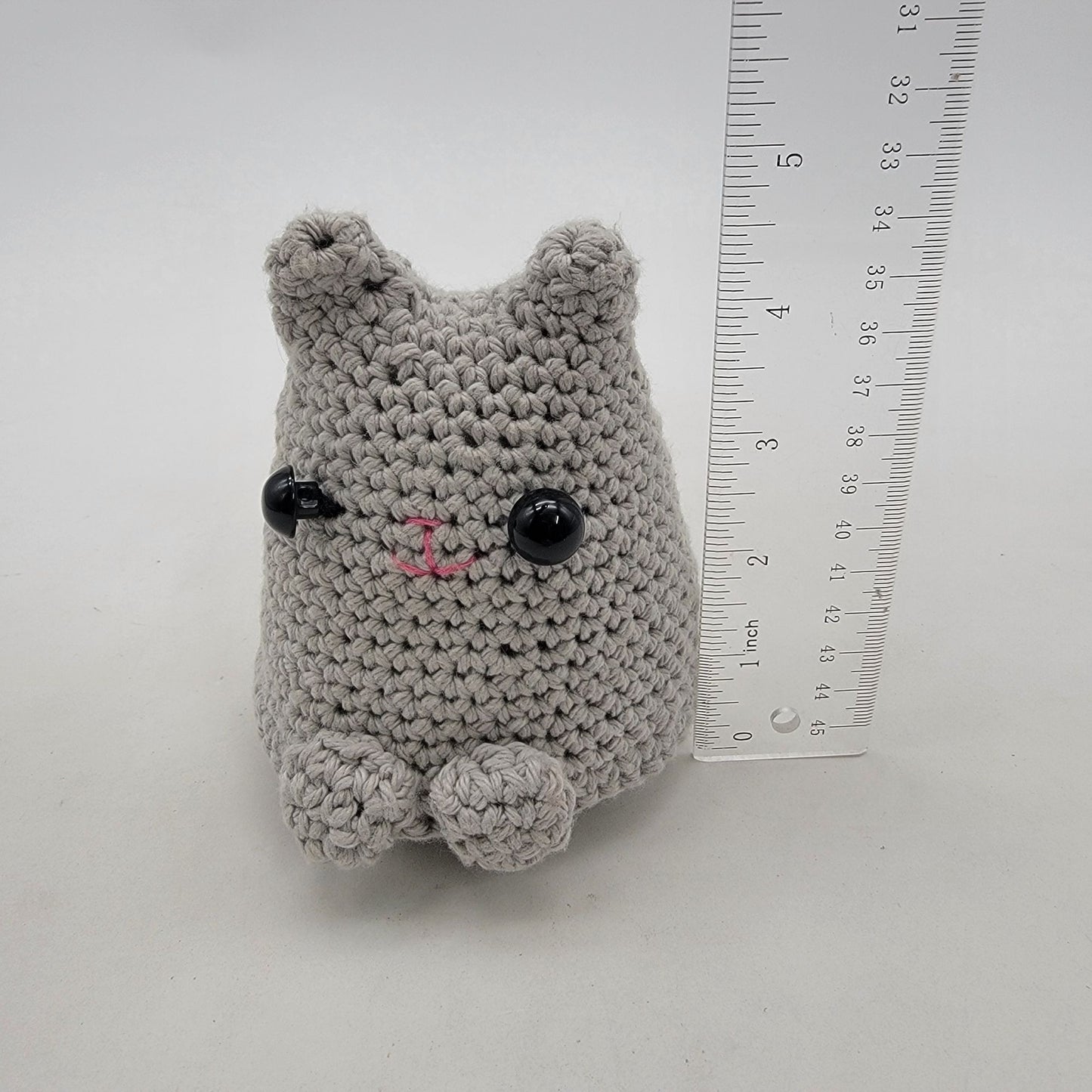 Handcrafted Crochet Dumpling Kitty Grey Cat Plush