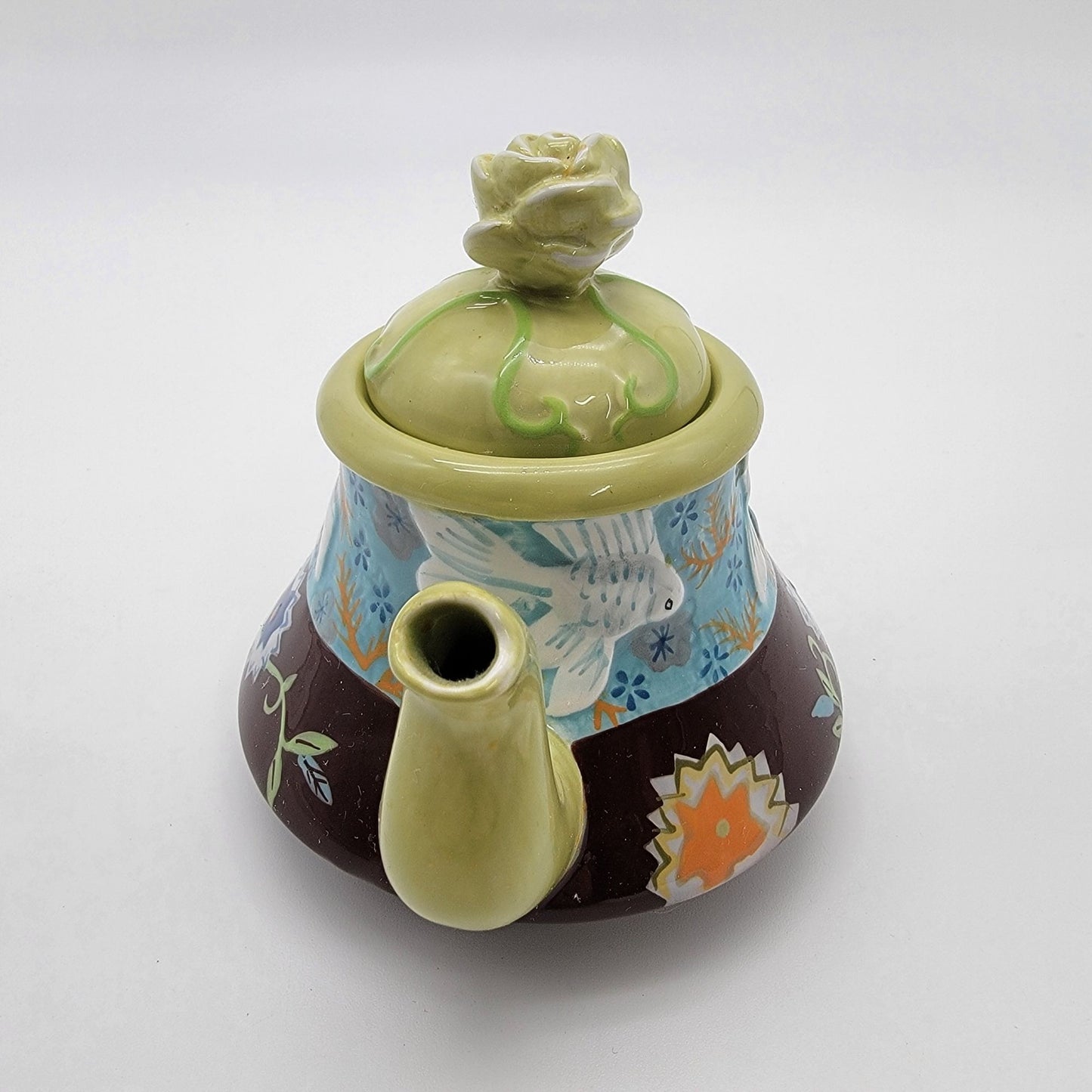 Tracy Porter Julianna Collection Single Serve Teapot With Goldfish & Floral Design