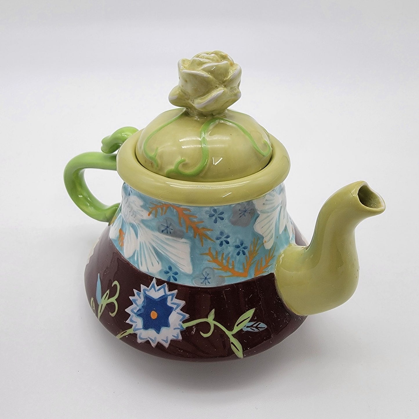 Tracy Porter Julianna Collection Single Serve Teapot With Goldfish & Floral Design