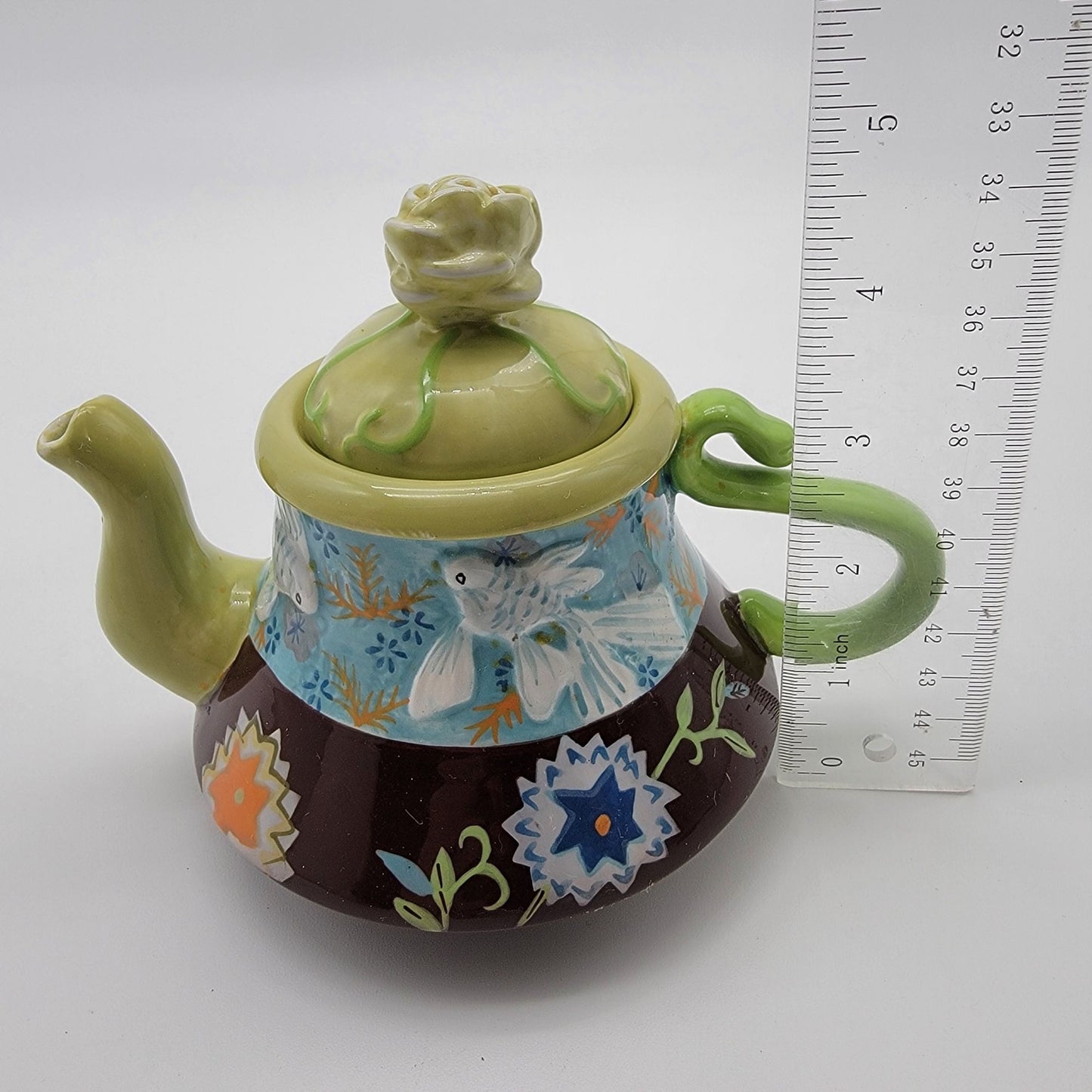 Tracy Porter Julianna Collection Single Serve Teapot With Goldfish & Floral Design