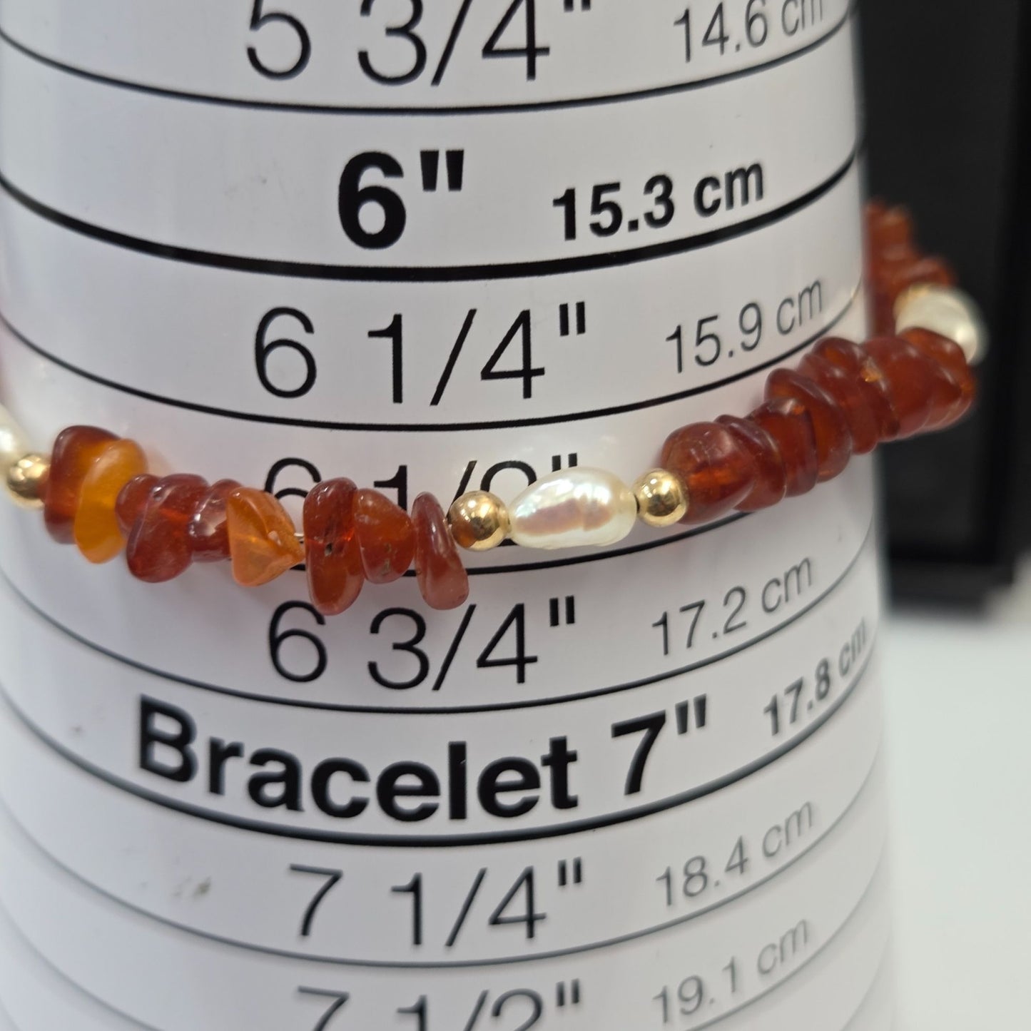 Vintage Natural Amber & Freshwater Pearl Bracelet Size 6.5"
