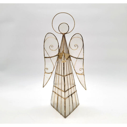 Vintage Capiz Shell Angel Candle Holder
