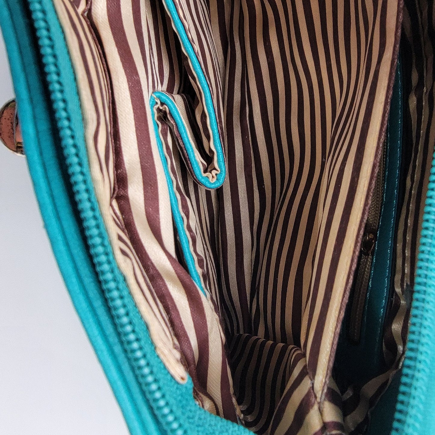 Teal Leather Satchel Crossbody Purse With Adjustable Strap