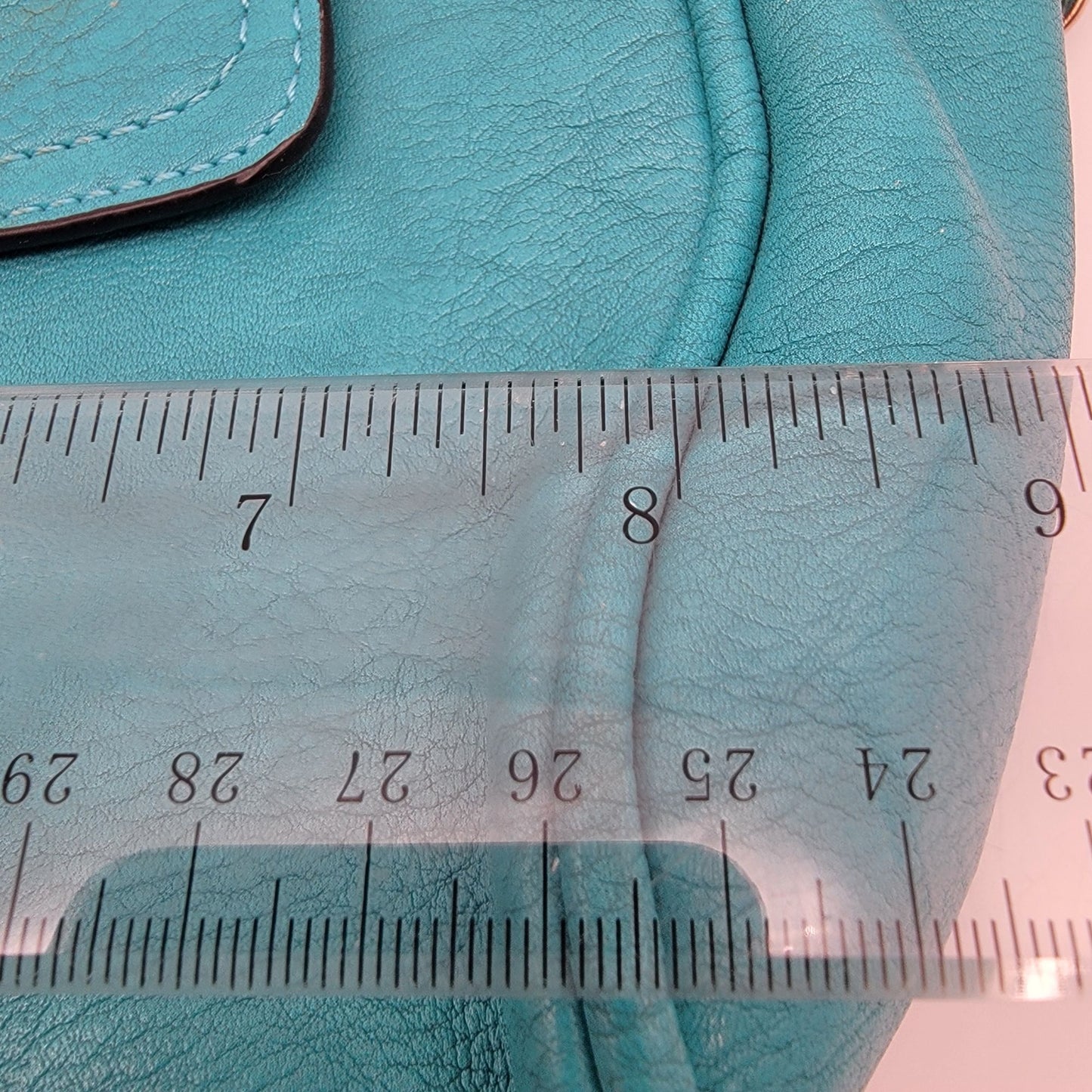 Teal Leather Satchel Crossbody Purse With Adjustable Strap