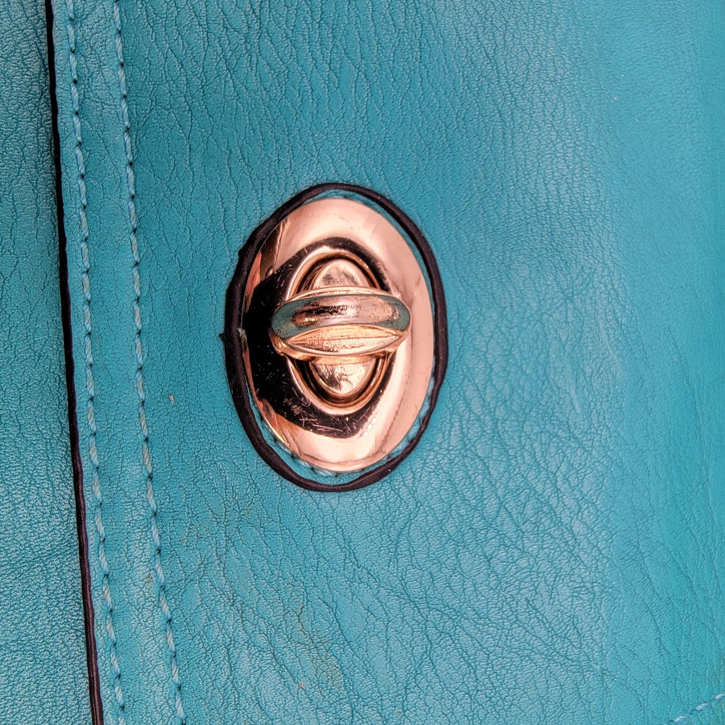 Teal Leather Satchel Crossbody Purse With Adjustable Strap