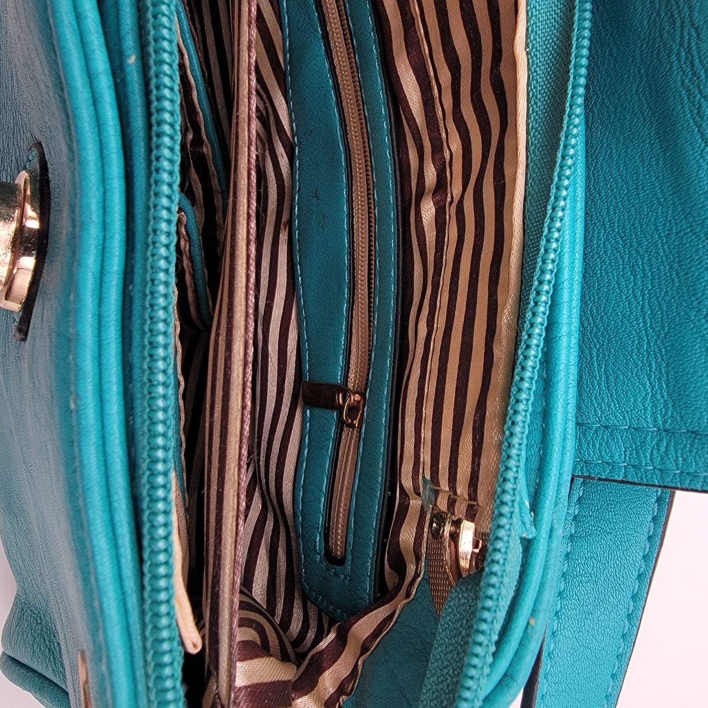 Teal Leather Satchel Crossbody Purse With Adjustable Strap