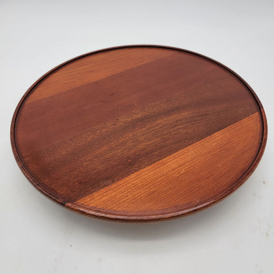 Vintage Signed Handcrafted Wooden Lazy Susan