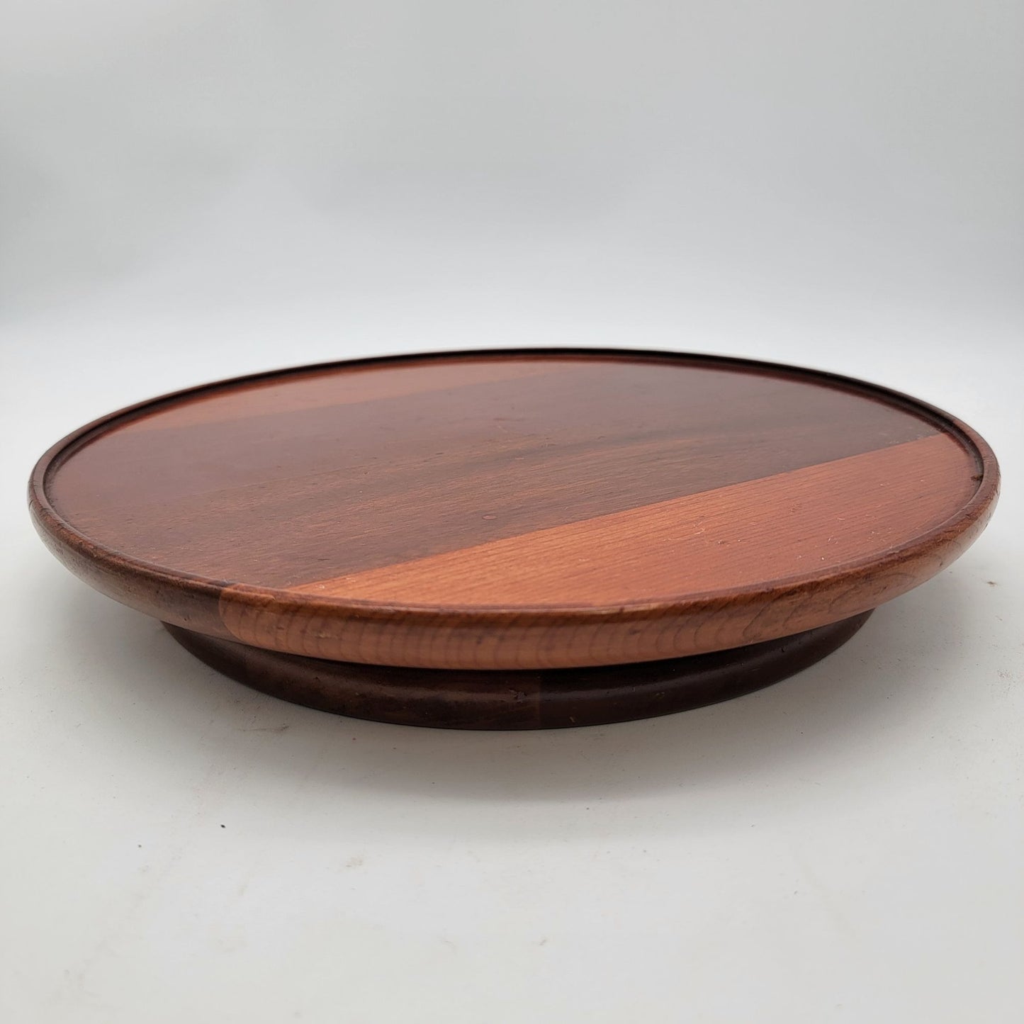 Vintage Signed Handcrafted Wooden Lazy Susan