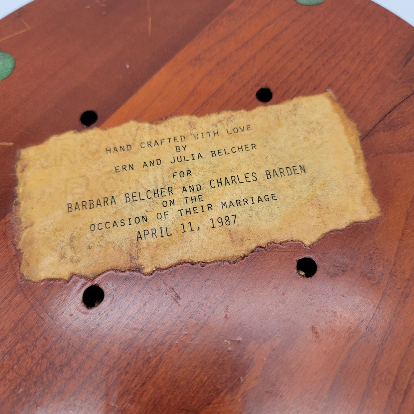 Vintage Signed Handcrafted Wooden Lazy Susan