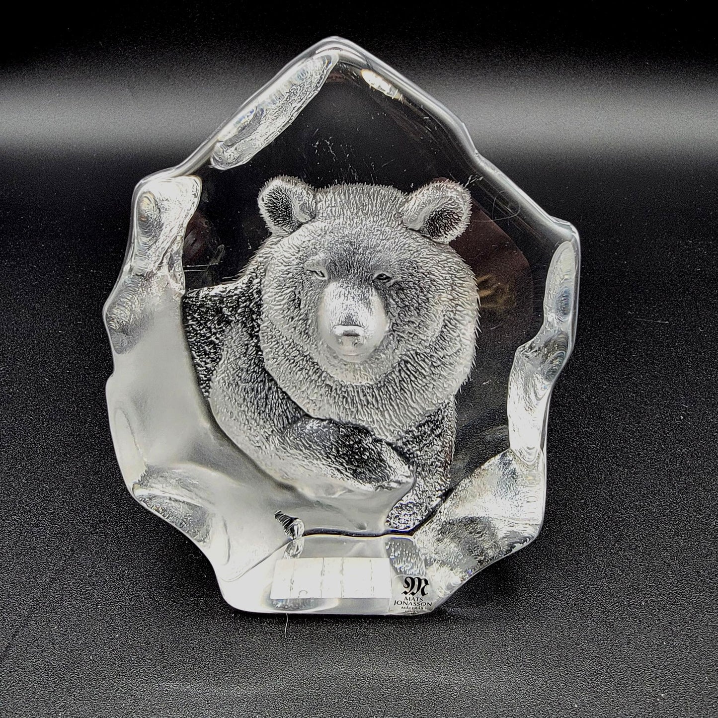 Mats Jonasson Crystal Grizzly Bear Paperweight Signed MJ Sweden 3795