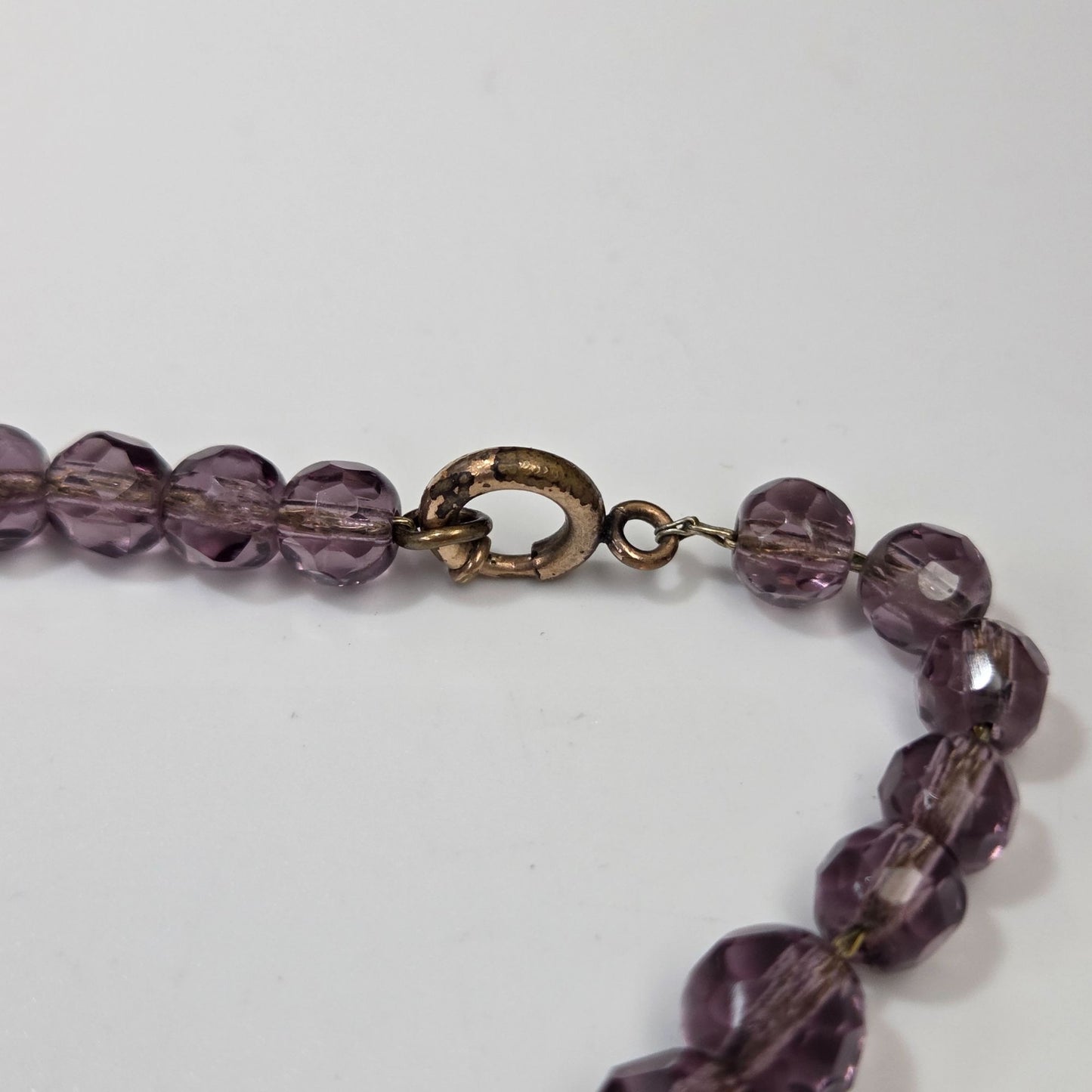 Vintage Faceted Amethyst Czech Glass Beaded Necklace 18"