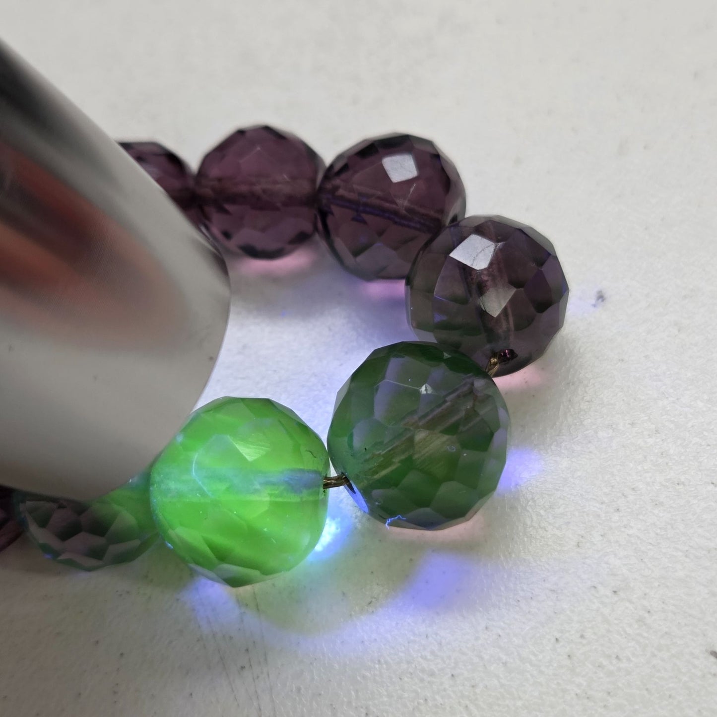 Vintage Faceted Amethyst Czech Glass Beaded Necklace 18"