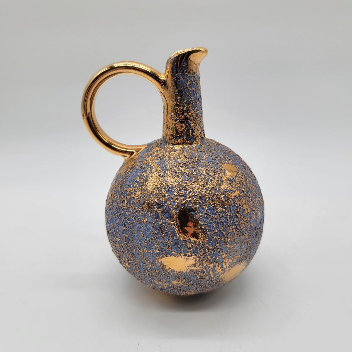 1960s Royal Haeger Pottery Ewer Cerulean Blue Volcanic Glaze #4028