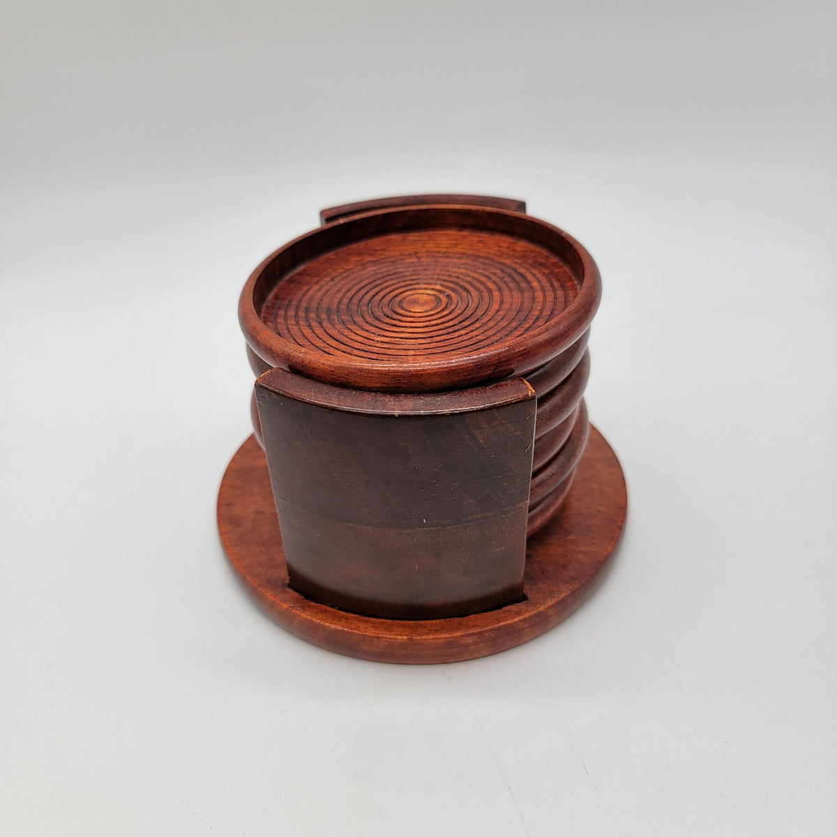 Mid Century Julie Pomerantz Rosewood Coasters Set With Holder