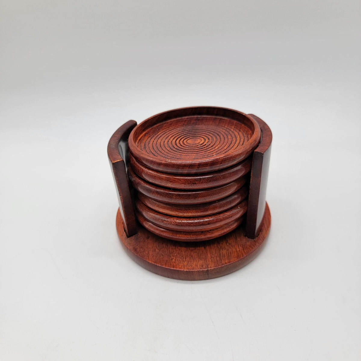 Mid Century Julie Pomerantz Rosewood Coasters Set With Holder