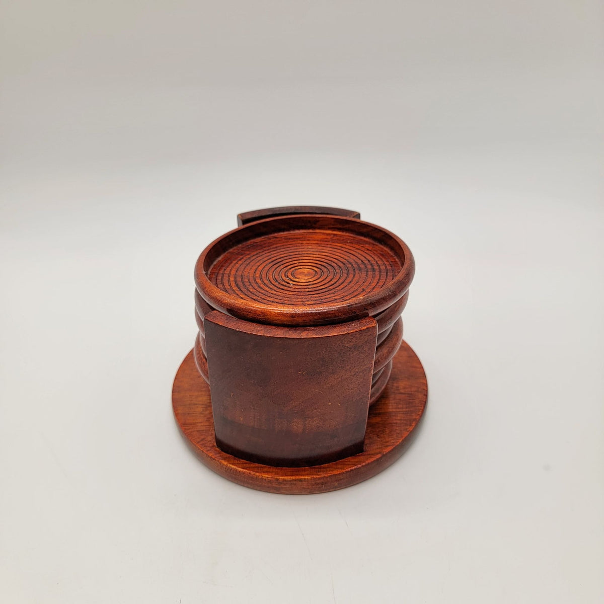 Mid Century Julie Pomerantz Rosewood Coasters Set With Holder