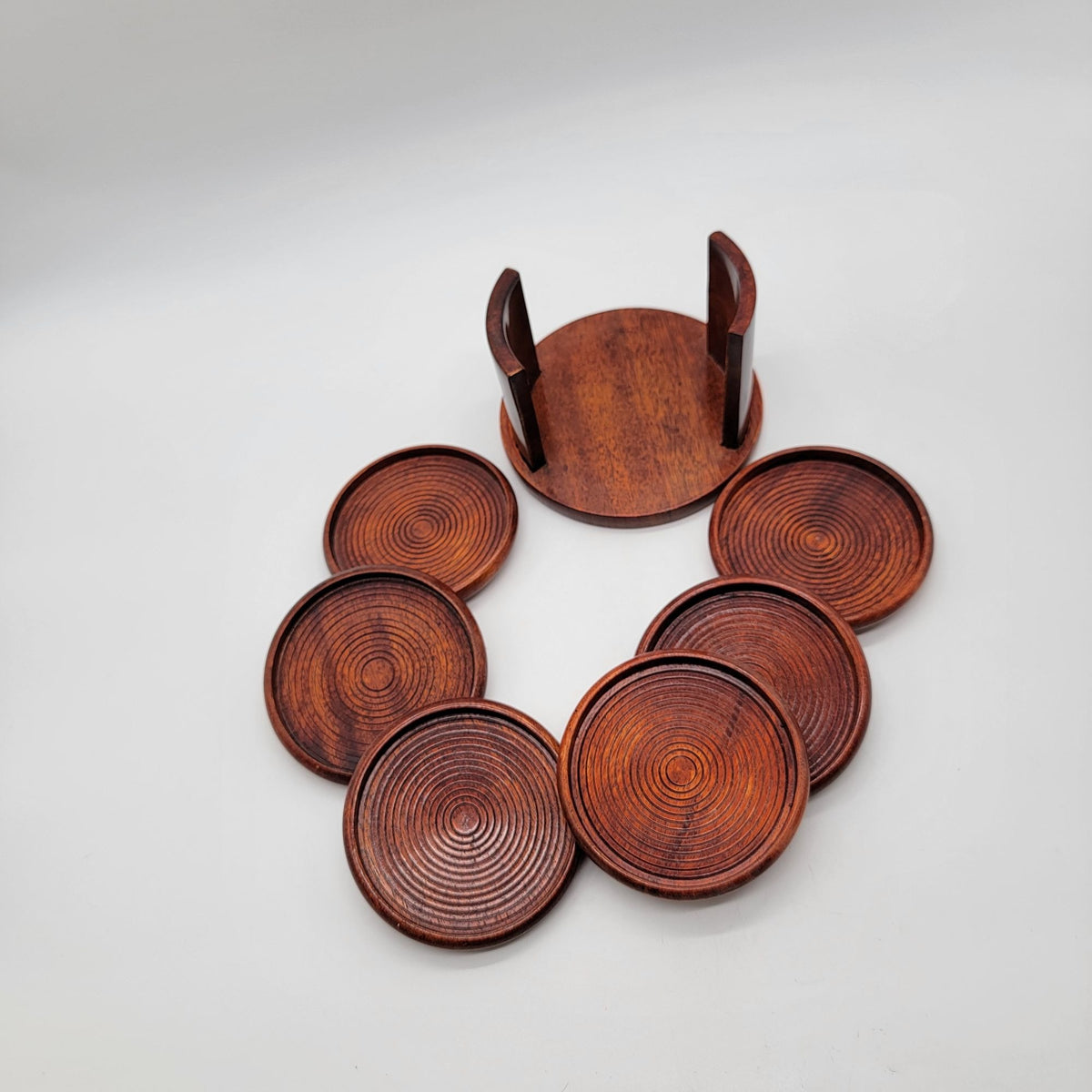Mid Century Julie Pomerantz Rosewood Coasters Set With Holder