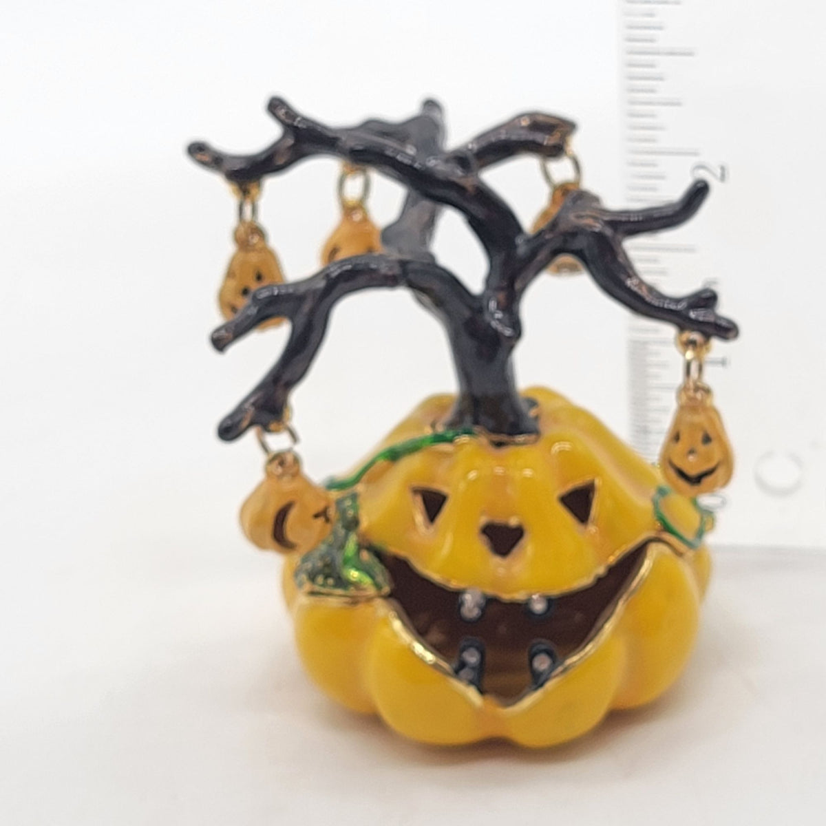 Objet D'Art Spooky Jack O Lantern Tree Trinket Box Artform No. 170