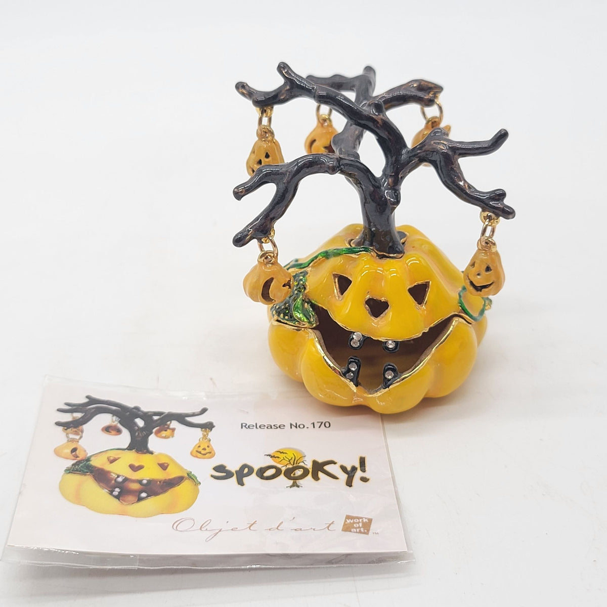 Objet D'Art Spooky Jack O Lantern Tree Trinket Box Artform No. 170