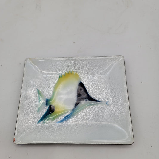 Vintage Japanese Tutanka Hinode Cloisonne Enamel Tray with Fish