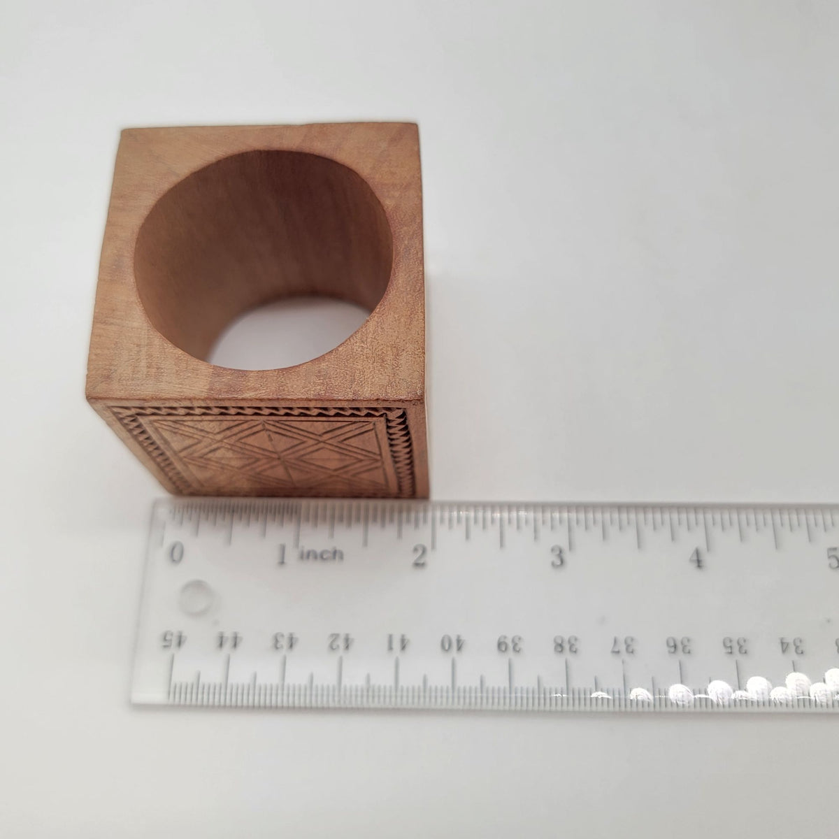 Mid Century Carved Wood Napkin Rings Set Of 4