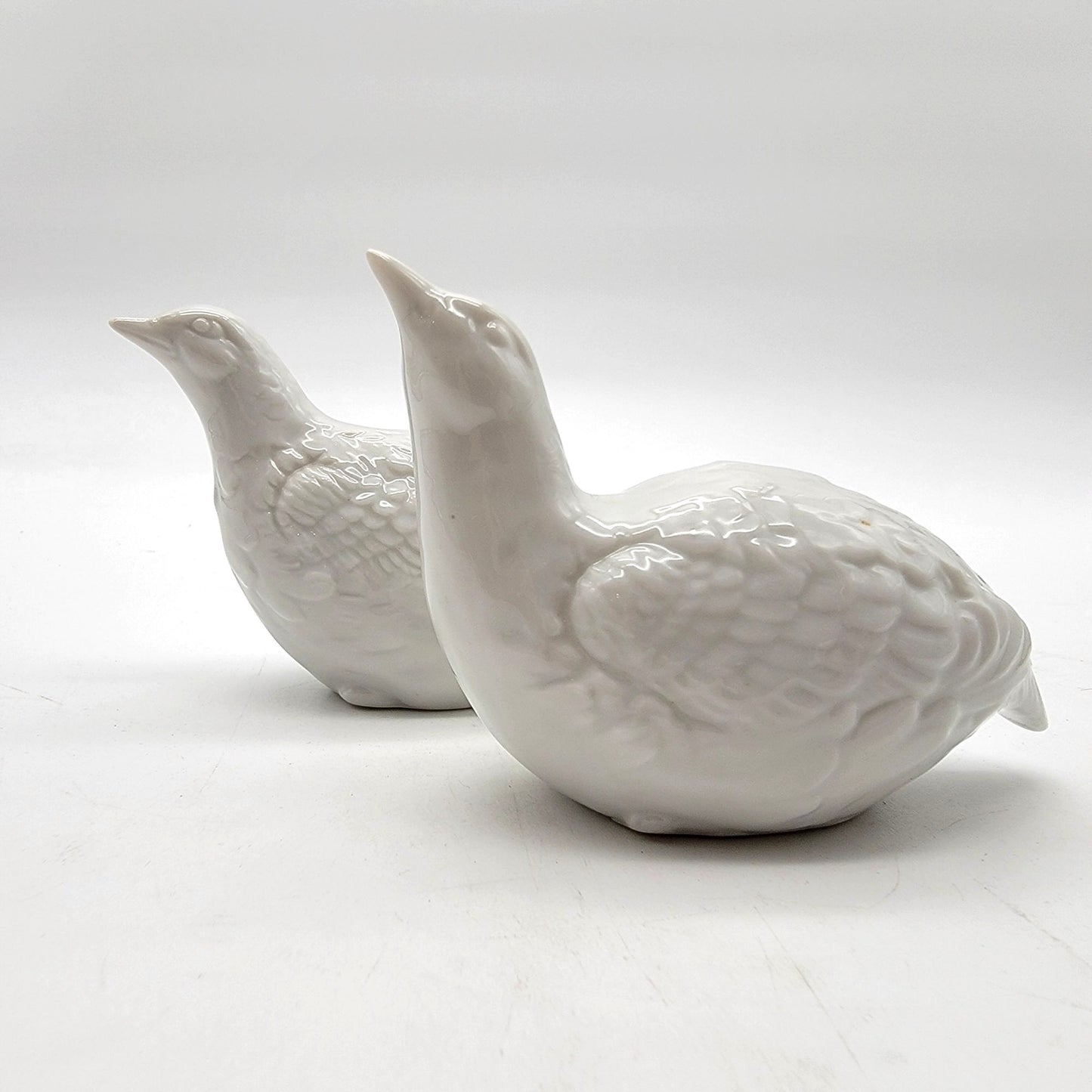 Pair of Vintage Japanese Porcelain Quail Figurines