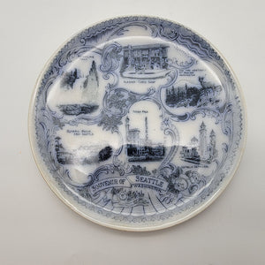 Antique Flow Blue Souvenir Seattle WA Plate