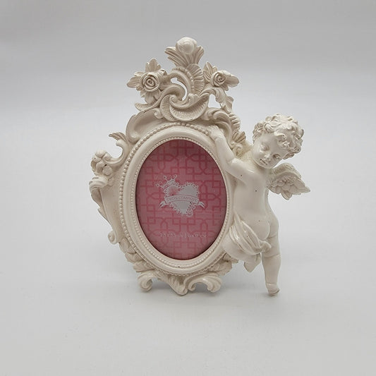 Twos Company White Baroque Cherub Angel Frame