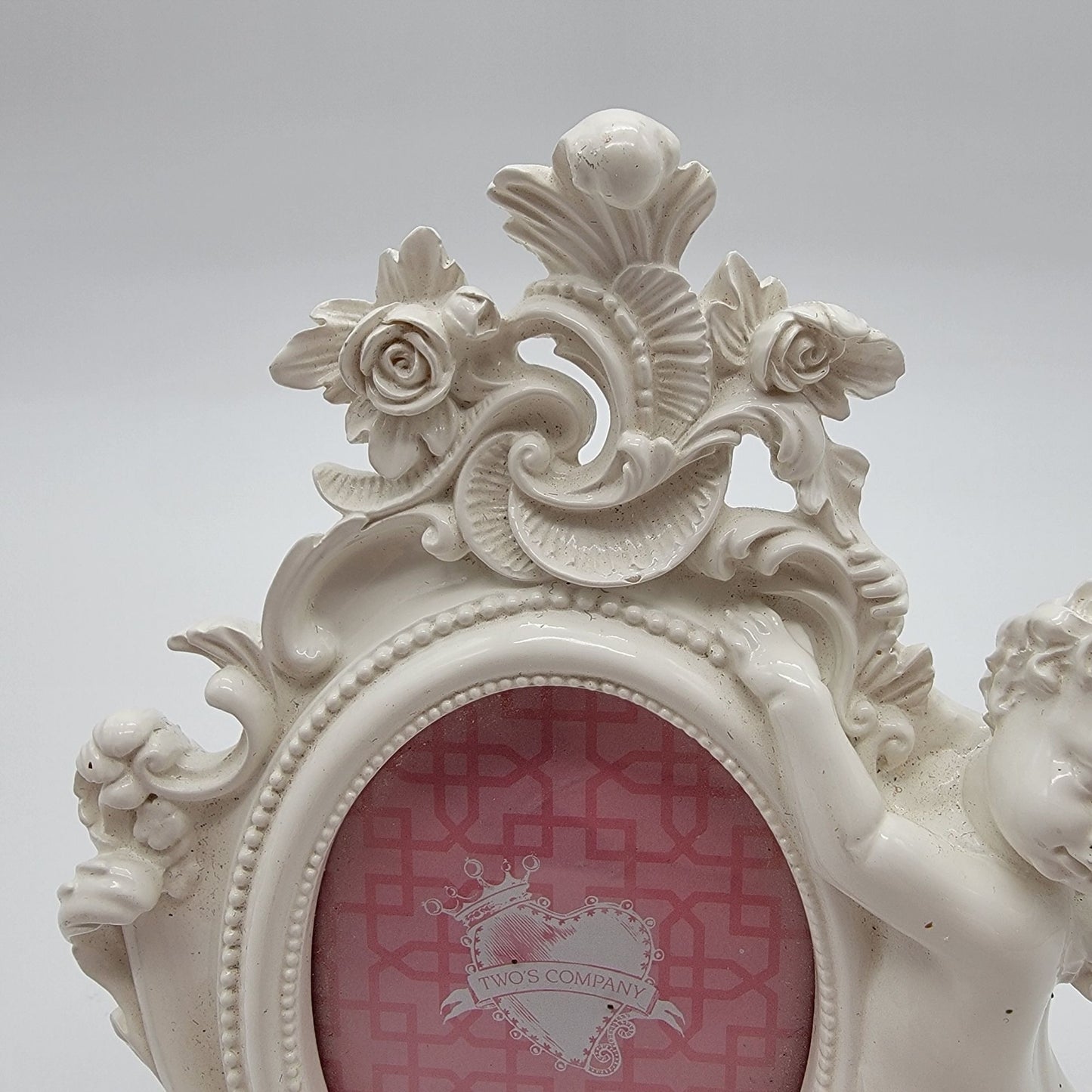 Twos Company White Baroque Cherub Angel Frame
