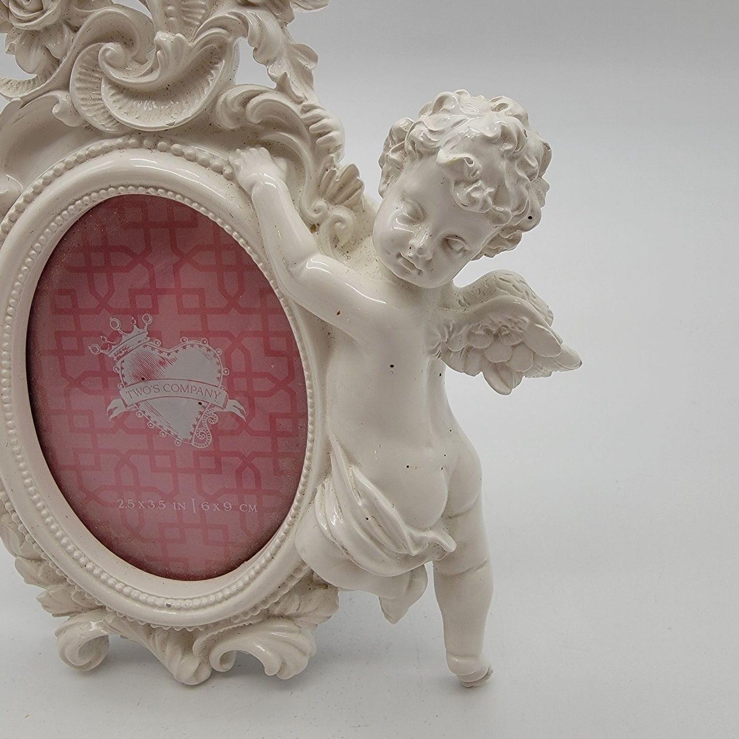 Twos Company White Baroque Cherub Angel Frame
