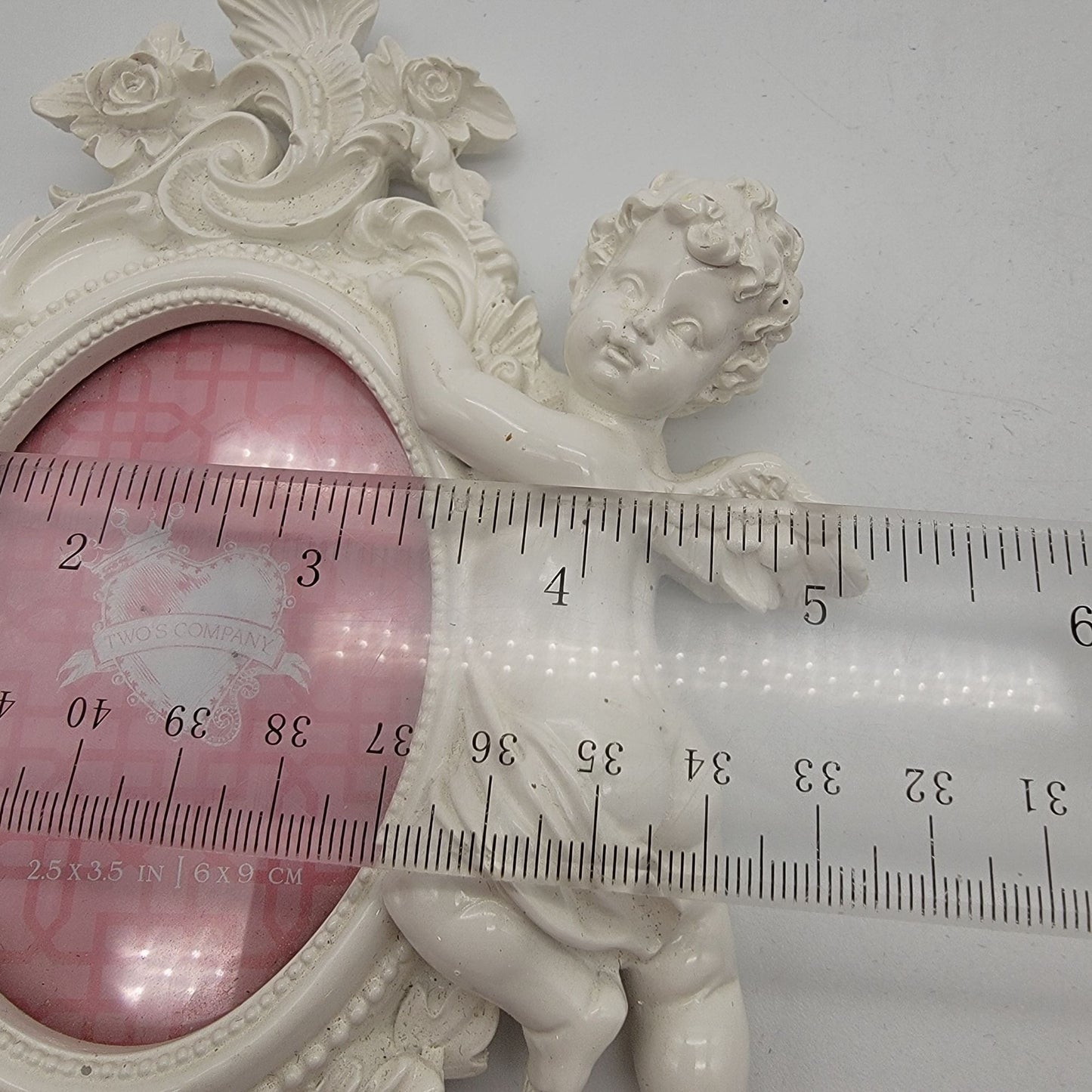 Twos Company White Baroque Cherub Angel Frame
