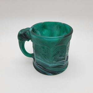 Vintage Imperial Glass Malachite Slag Glass Storybook Mug Elephant Handle