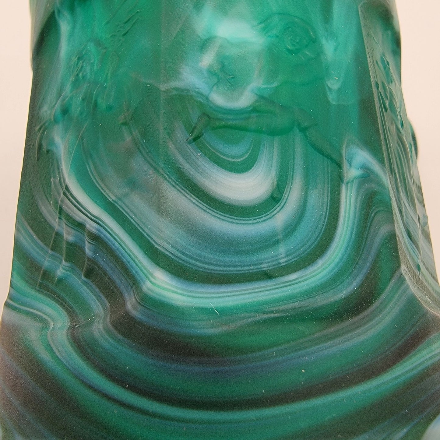 Vintage Imperial Glass Malachite Slag Glass Storybook Mug Elephant Handle