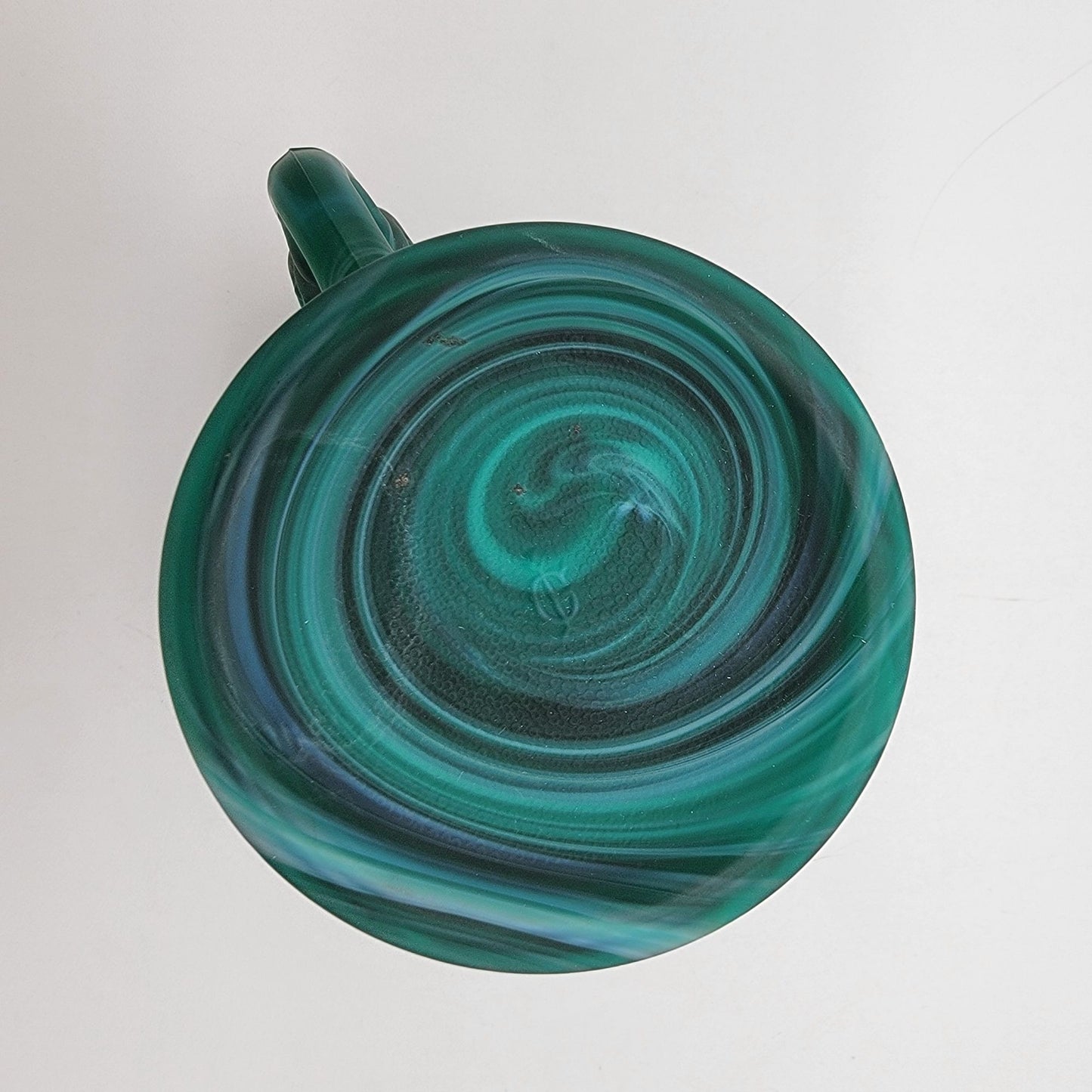 Vintage Imperial Glass Malachite Slag Glass Storybook Mug Elephant Handle