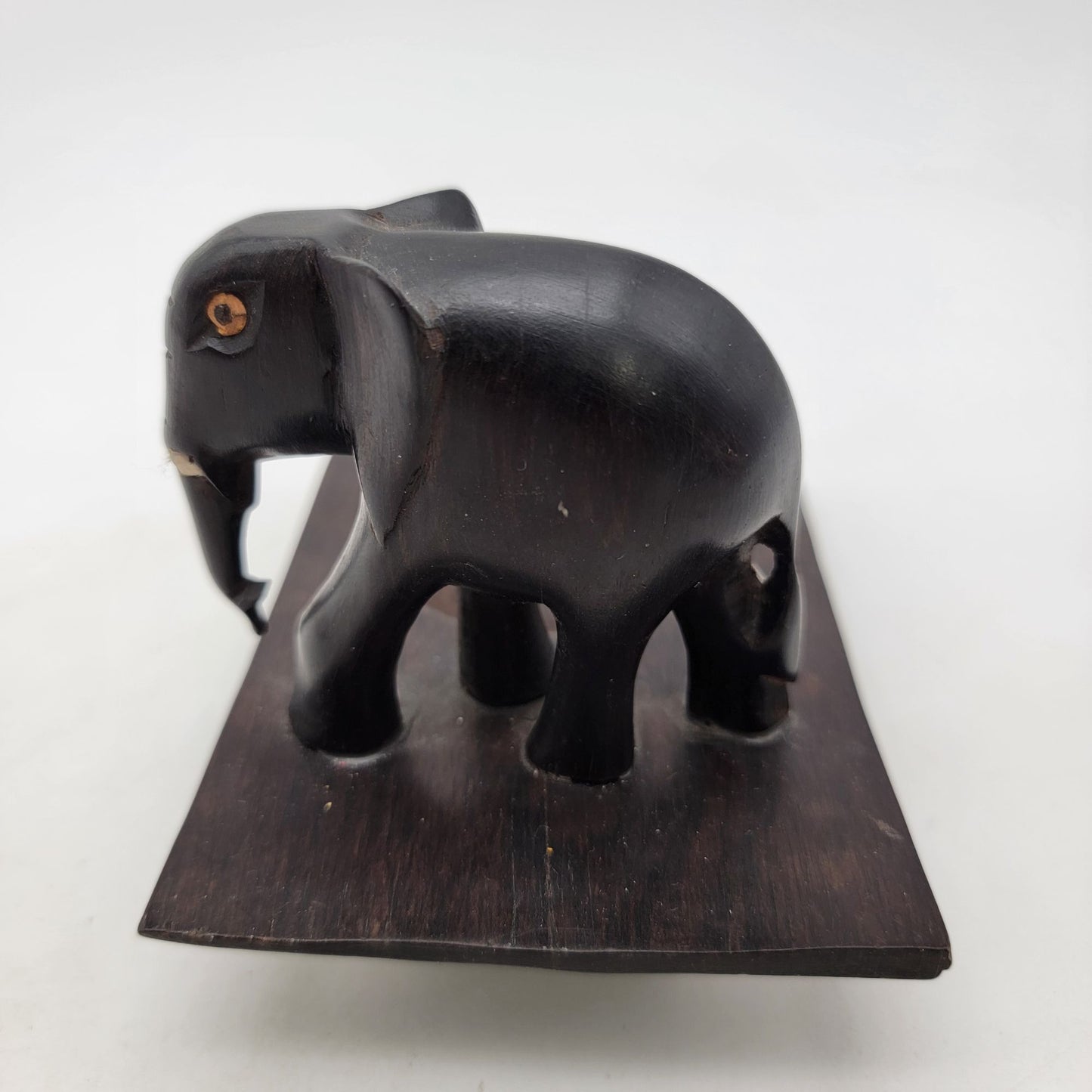 Vintage Carved Ebony Wood Elephant Ashtray