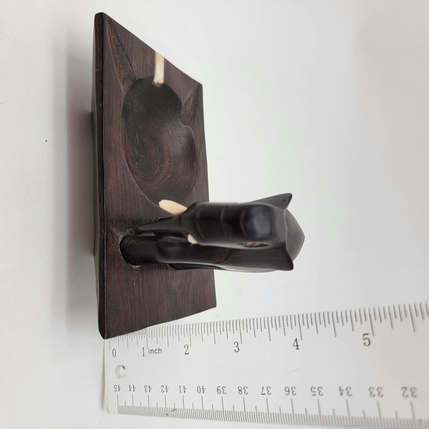 Vintage Carved Ebony Wood Elephant Ashtray